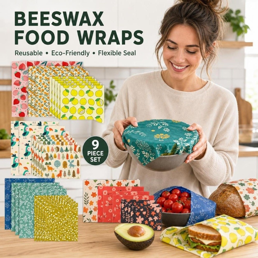 Beeswax Food Cover - 9 adet çok boyutlu balmumu gıda