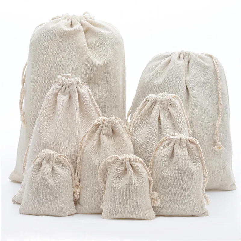 Linen Bag Bulk - 10 adet/grup jüt pamuk keten İpli