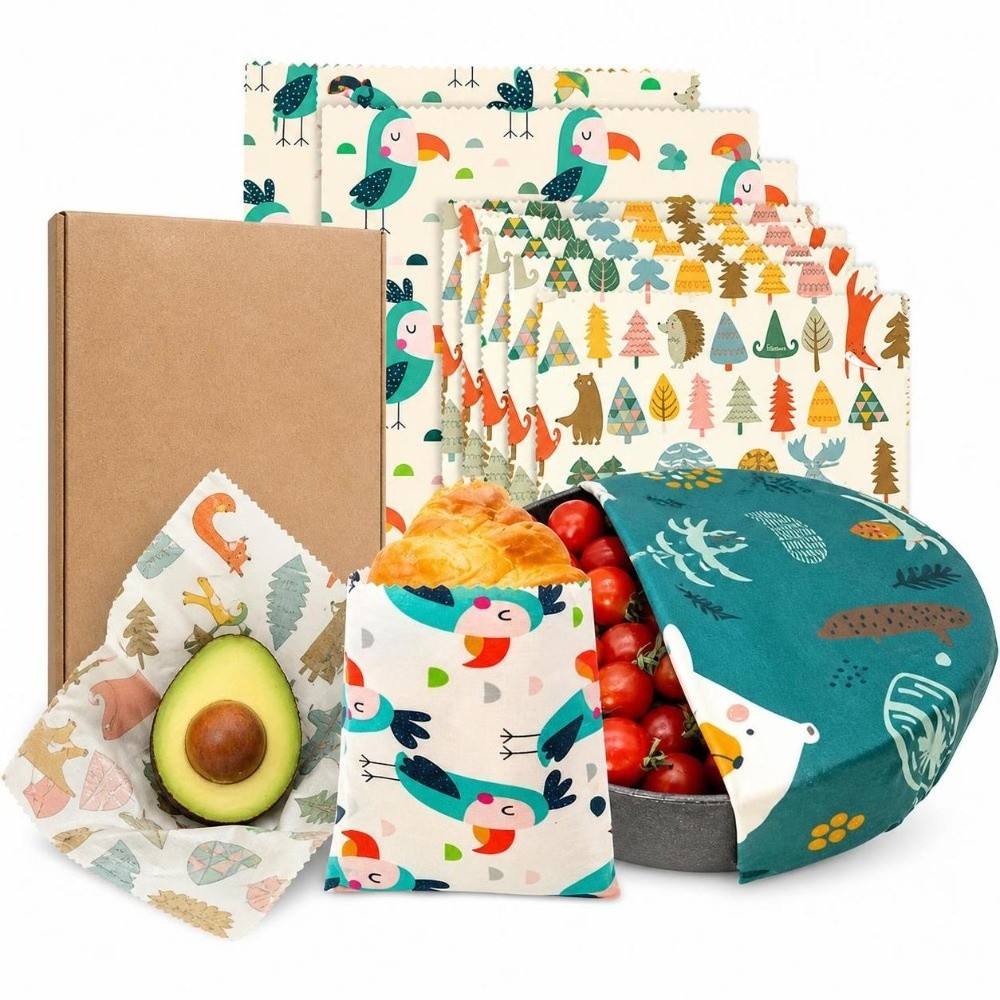 Beeswax Food Cover - 9 adet, farklı boyutlarda, yıkanabilir, organik,