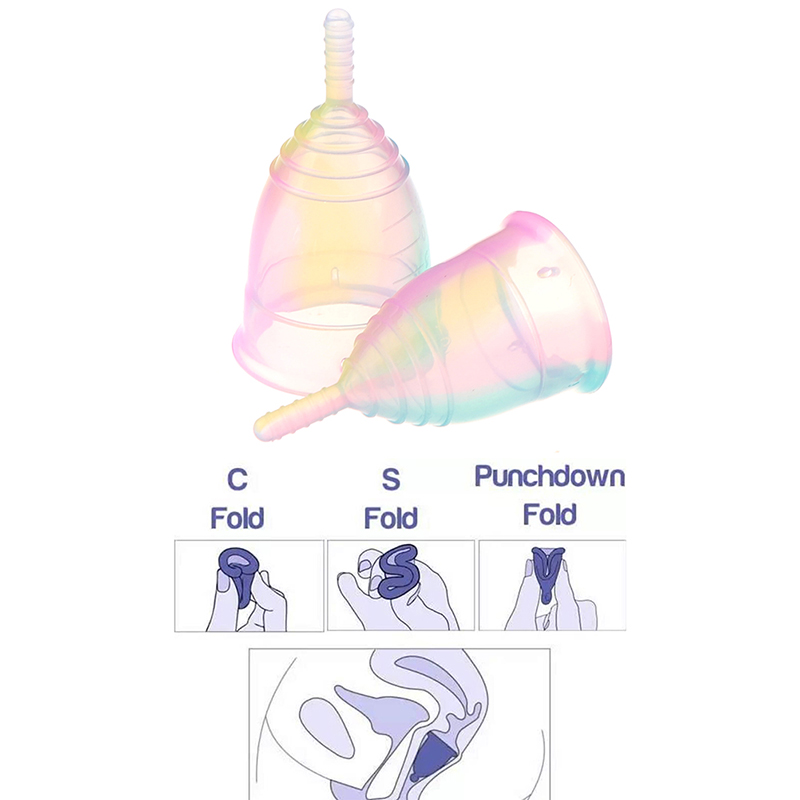 Menstrual Cup Silicone - 1 adet kadınlar renkli fincan tıbbi
