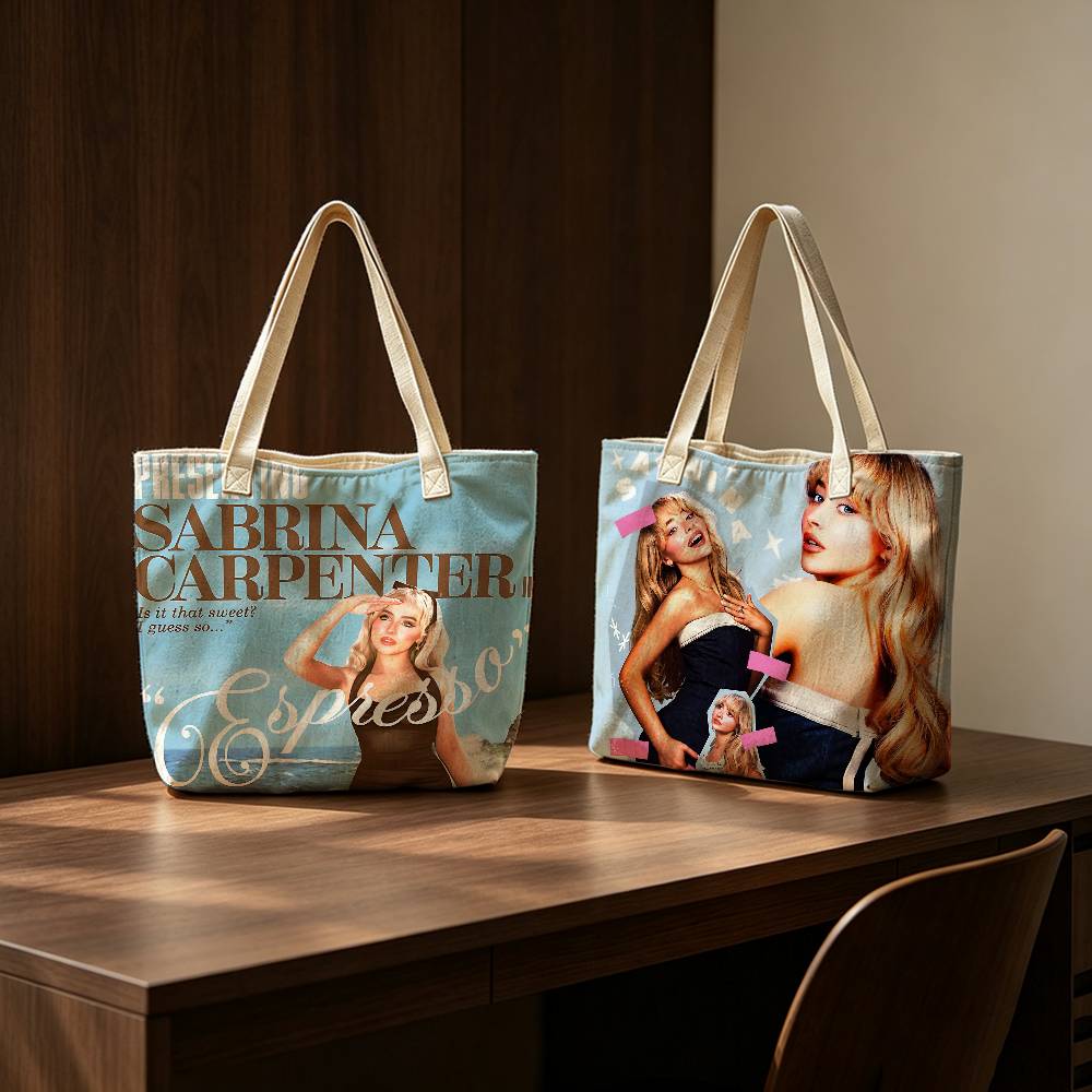 Linen Bag Bulk - S-Sabrina C-Carpenter Singer Tote Çanta, Geniş